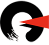 Ein schwarzer Kreis mit rotem Dreieck. Er steht für das geistige Eigentum von CERAGEM.