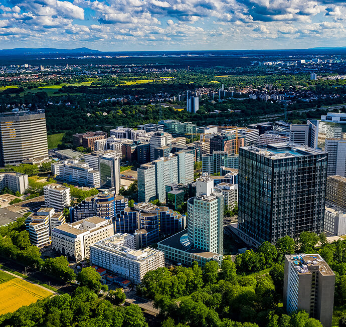 CERAGEM Eschborn im Gewerbegebiet Süd aus der Vogelperspektive