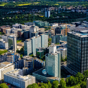 CERAGEM Eschborn im Gewerbegebiet Süd aus der Vogelperspektive