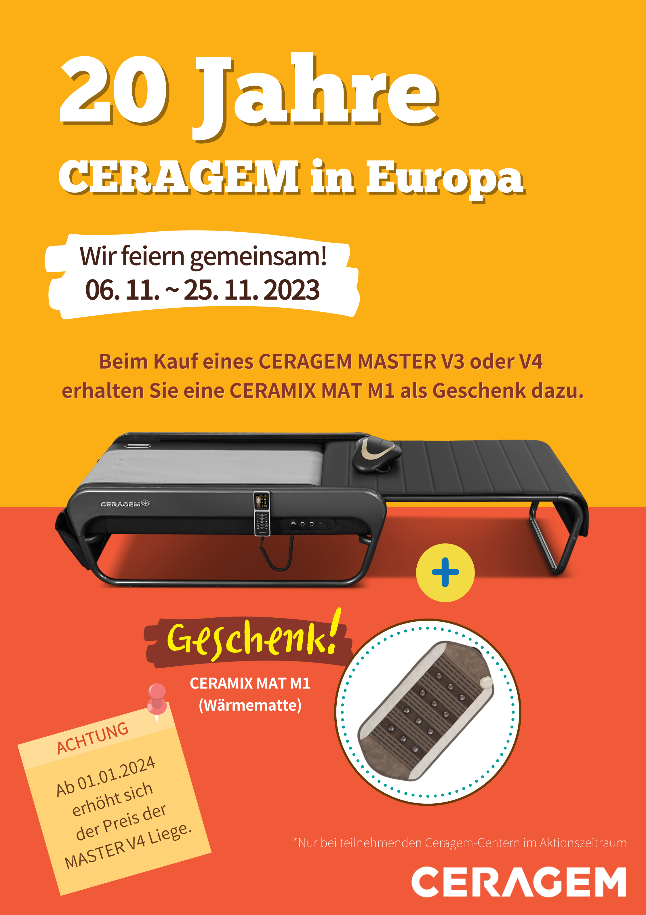 CERAGEM Angebot zum 20. Jubiläum in Europa
